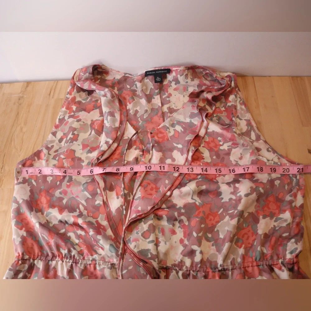Banana Republic XL Floral Ruffle Tie Front Sleeveless Blouse Top - Picture 9 of 13